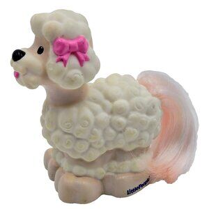 Fisher Price Little People Poodle Puppy Dog Pink Bows Touch & Feel White Pink Ta